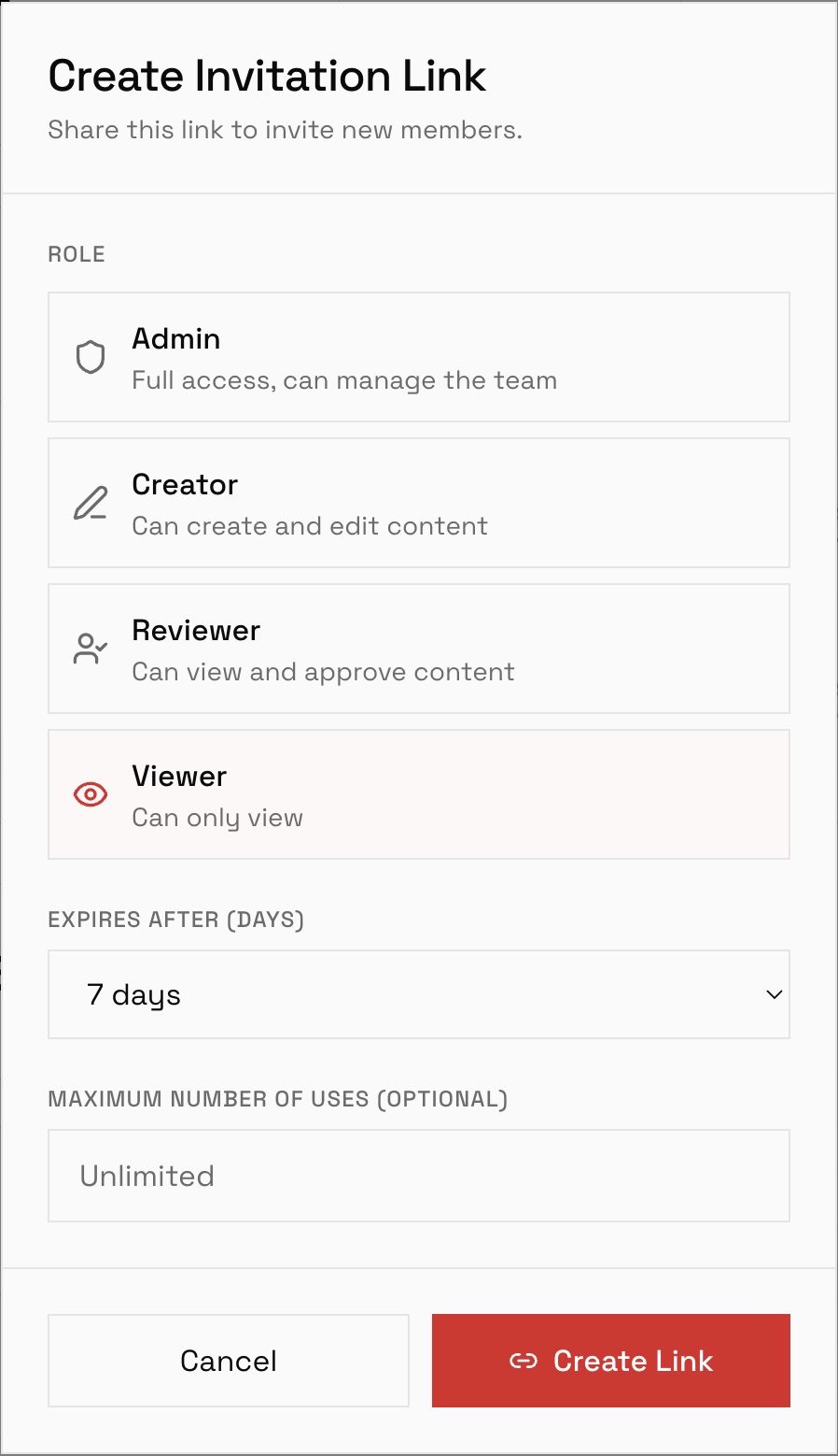 Team workspace UI
